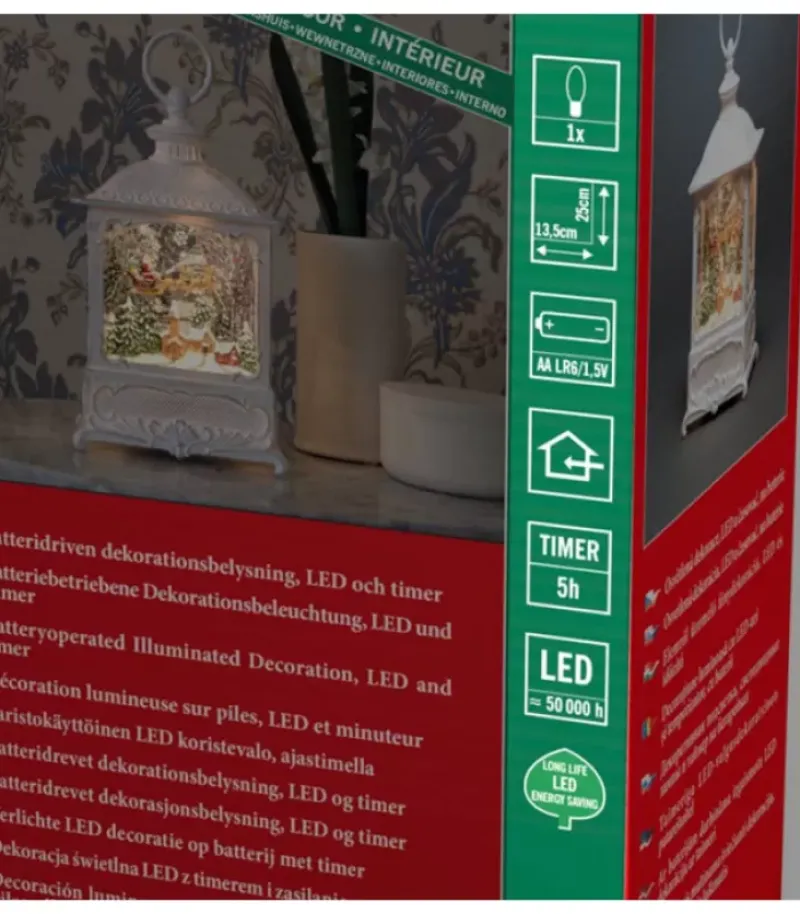 Lanterne De Noël Blanche, Père Noël Volant Au-Dessus D'Un Village|Konstsmide, guirlandes lumineuses de Noël Discount