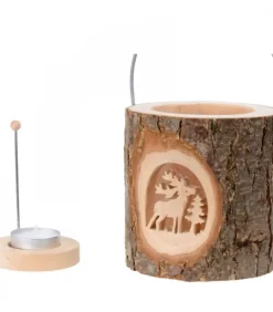 Lanterne Photophore En Bois, Cerf En Foret|Waldfabrik, photophore en bois et étoile sapin de Noël Clearance