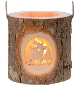 Lanterne Photophore En Bois, Cerf En Foret|Waldfabrik, photophore en bois et étoile sapin de Noël Clearance
