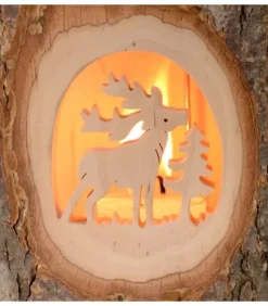 Lanterne Photophore En Bois, Cerf En Foret|Waldfabrik, photophore en bois et étoile sapin de Noël Clearance