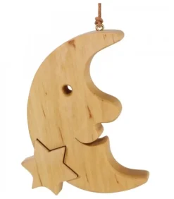 Lune En Bois De Chene A Suspendre Avec Une Etoile 12,5 Cm|Waldfabrik, photophore en bois et étoile sapin de Noël Sale