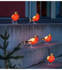 Oiseaux Lumineux Led, 5 Rouge-Gorge|Konstsmide, guirlandes lumineuses de Noël
