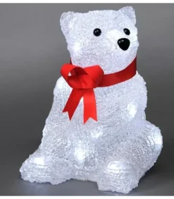 Ours Lumineux A Led En Acrylique Avec Ruban Rouge, 18 Cm|Konstsmide, guirlandes lumineuses de Noël Best