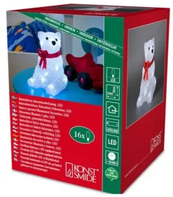 Ours Lumineux A Led En Acrylique Avec Ruban Rouge, 18 Cm|Konstsmide, guirlandes lumineuses de Noël Best
