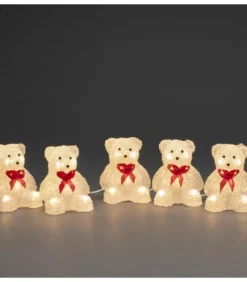 Oursons Lumineux A Led En Acrylique Avec Ruban Rouge, 12 Cm|Konstsmide, guirlandes lumineuses de Noël Sale