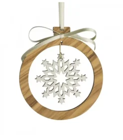 Pendentif En Bois D'Olivier 7Cm, Motif Cristal De Neige N°2|Waldfabrik, photophore en bois et étoile sapin de Noël Discount