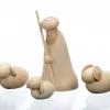 Personnage En Bois, Le Berger Et Ses Moutons, 12 Cm|Schalling, crèche moderne New