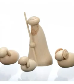 Personnage En Bois, Le Berger Et Ses Moutons, 12 Cm|Schalling, crèche moderne New