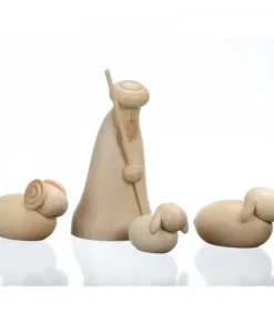 Personnage En Bois, Le Berger Et Ses Moutons, 12 Cm|Schalling, crèche moderne New