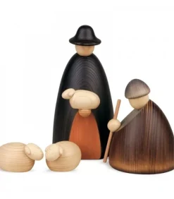 Personnages Grande Crèche De Noël : Bergers, Moutons Et Agneau, 17 Cm|Köhler, Père Noël en bois