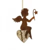 Petit Ange En Metal A Suspendre Et Coeur En Bois Avec Etoile|Waldfabrik, photophore en bois et étoile sapin de Noël Discount