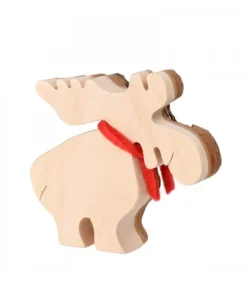 Petit Elan En Bois Avec Noeud Rouge 8 Cm|Waldfabrik, photophore en bois et étoile sapin de Noël Outlet
