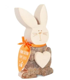 Petit Lapin De Paques En Bois Avec Coeur, 10 Cm|Waldfabrik, photophore en bois et étoile sapin de Noël Discount