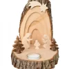 Petite Crèche De Noël En Ecorce De Bois Avec Sapins Et Bougeoir|Waldfabrik, photophore en bois et étoile sapin de Noël Discount