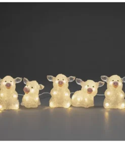 Petits Cochons Lumineux En Acrylique Led 12,5 Cm, Lot De 5|Konstsmide, guirlandes lumineuses de Noël Hot