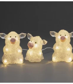 Petits Cochons Lumineux En Acrylique Led 12,5 Cm, Lot De 5|Konstsmide, guirlandes lumineuses de Noël Hot