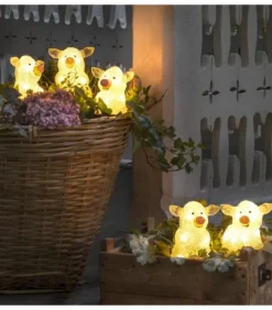 Petits Cochons Lumineux En Acrylique Led 12,5 Cm, Lot De 5|Konstsmide, guirlandes lumineuses de Noël Hot
