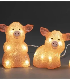 Petits Cochons Roses Lumineux En Acrylique Led 12,5 Cm, Lot De 5|Konstsmide, guirlandes lumineuses de Noël Sale