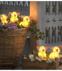 Petits Cochons Roses Lumineux En Acrylique Led 12,5 Cm, Lot De 5|Konstsmide, guirlandes lumineuses de Noël Sale