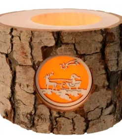Photophore En Bois, 1 Motif Père Noël Et Traineau|Waldfabrik, photophore en bois et étoile sapin de Noël Sale