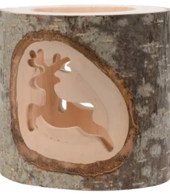 Photophore En Bois Avec 2 Motifs En Bois Cisele, Renne|Waldfabrik, photophore en bois et étoile sapin de Noël Hot