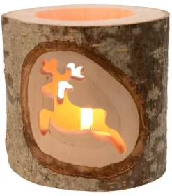 Photophore En Bois Avec 2 Motifs En Bois Cisele, Renne|Waldfabrik, photophore en bois et étoile sapin de Noël Hot