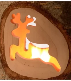 Photophore En Bois Avec 2 Motifs En Bois Cisele, Renne|Waldfabrik, photophore en bois et étoile sapin de Noël Hot