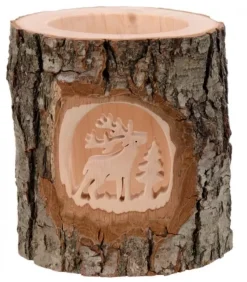 Photophore En Bois Cisele, Cerf En Foret|Waldfabrik, photophore en bois et étoile sapin de Noël Sale
