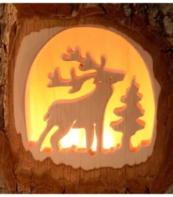 Photophore En Bois Cisele, Cerf En Foret|Waldfabrik, photophore en bois et étoile sapin de Noël Sale