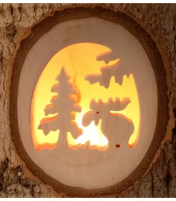 Photophore En Bois Cisele, Elan Dans La Foret|Waldfabrik, photophore en bois et étoile sapin de Noël Outlet