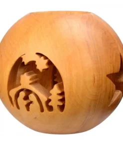 Photophore En Bois, Forme Spherique, Motif Crèche|Waldfabrik, photophore en bois et étoile sapin de Noël Clearance