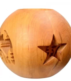 Photophore En Bois, Forme Spherique, Motif Crèche|Waldfabrik, photophore en bois et étoile sapin de Noël Clearance