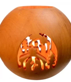 Photophore En Bois, Forme Spherique, Motif Crèche|Waldfabrik, photophore en bois et étoile sapin de Noël Clearance