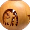 Photophore En Bois Forme Spherique, Motif Cerf En Foret|Waldfabrik, photophore en bois et étoile sapin de Noël Sale