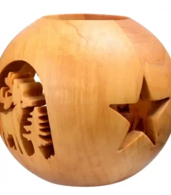 Photophore En Bois Forme Spherique, Motif Cerf En Foret|Waldfabrik, photophore en bois et étoile sapin de Noël Sale