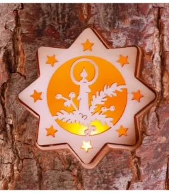Photophore En Rondin De Bois, 2 Motifs Crèche Et Bougie|Waldfabrik, photophore en bois et étoile sapin de Noël Outlet