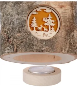Photophore En Rondin De Bois, 1 Motif Animaux De La Foret|Waldfabrik, photophore en bois et étoile sapin de Noël New