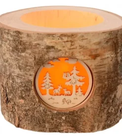 Photophore En Rondin De Bois, 1 Motif Animaux De La Foret|Waldfabrik, photophore en bois et étoile sapin de Noël New