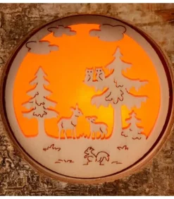 Photophore En Rondin De Bois, 1 Motif Animaux De La Foret|Waldfabrik, photophore en bois et étoile sapin de Noël New