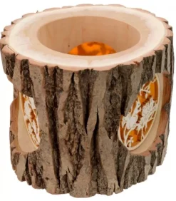 Photophore En Rondin De Bois, Avec 3 Motifs, Ecureuil, Chat Et Oiseaux|Waldfabrik, photophore en bois et étoile sapin de Noël Clearance