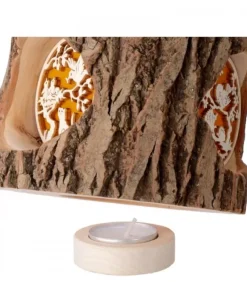 Photophore En Rondin De Bois, Avec 3 Motifs, Ecureuil, Chat Et Oiseaux|Waldfabrik, photophore en bois et étoile sapin de Noël Clearance