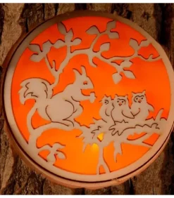Photophore En Rondin De Bois, Avec 3 Motifs, Ecureuil, Chat Et Oiseaux|Waldfabrik, photophore en bois et étoile sapin de Noël Clearance