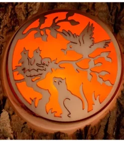 Photophore En Rondin De Bois, Avec 3 Motifs, Ecureuil, Chat Et Oiseaux|Waldfabrik, photophore en bois et étoile sapin de Noël Clearance