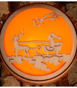 Photophore Rondin De Bois, Avec 3 Motifs Crèche, Père Noël Et Bougies|Waldfabrik, photophore en bois et étoile sapin de Noël Online