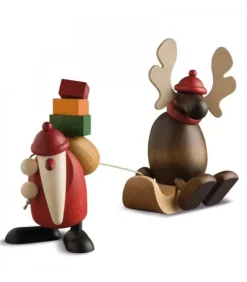 Père Noël En Bois Avec Elan Sur Luge|Köhler, Père Noël en bois Sale