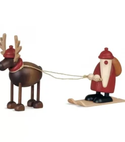 Père Noël En Bois Sur Ski Et Renne|Köhler, Père Noël en bois