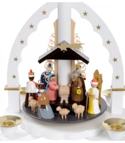 Pyramide Allemande Avec Crèche De Noël Blanche|Richard Glasser, Pyramides de Noël allemandes Best