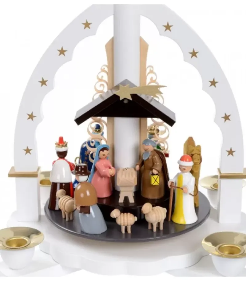 Pyramide Allemande Avec Crèche De Noël Blanche|Richard Glasser, Pyramides de Noël allemandes Best