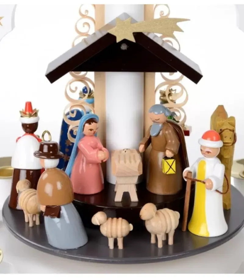 Pyramide Allemande Avec Crèche De Noël Blanche|Richard Glasser, Pyramides de Noël allemandes Best