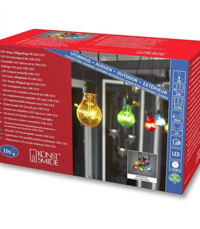 Rallonge 10 M Pour Guirlande Lumineuse De Terrasse, 10 Ampoules Multicolores|Konstsmide, guirlandes lumineuses de Noël Sale